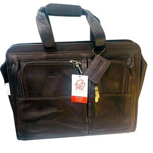 Piel Leather Briefcase  Dark Brown